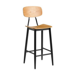 Yuli Bar Stool - Ply Oak & Black Steel Frame. - thumbnail 1
