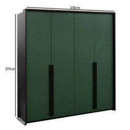 Arte Genua 4-Door Wardrobe - Bottle Green With Handles, Modern Storage 210Cm - thumbnail 3
