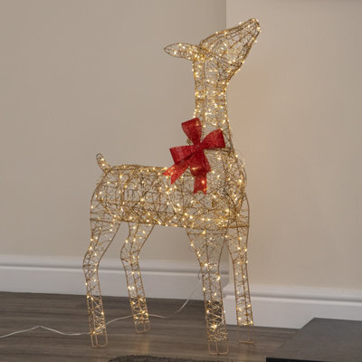 Samuel Alexander 90Cm Light Up Gold Twist Christmas Standing Reindeer With 300 Warm White Leds - image 1