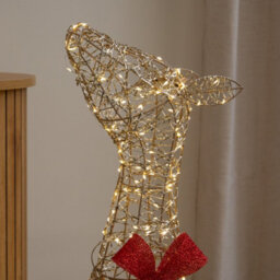Samuel Alexander 90Cm Light Up Gold Twist Christmas Standing Reindeer With 300 Warm White Leds - thumbnail 3