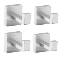 4 Pack Bathroom Set, Brushed Silver, Towel Hook, Wall Hook, Home Hook, Stainless Steel - thumbnail 1