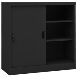Berkfield Office Cabinet With Sliding Door Anthracite 90X40X90 Cm Steel