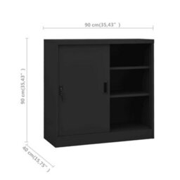 Berkfield Office Cabinet With Sliding Door Anthracite 90X40X90 Cm Steel - thumbnail 8