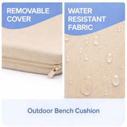 House Of Home Outdoor Bench Cushion Stone 3 Seater 140Cm - thumbnail 5