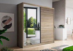 Vista 05 150X200X61Cm Sliding Door Wardrobe With Mirror Sonoma  Front + White Matt Body - thumbnail 6