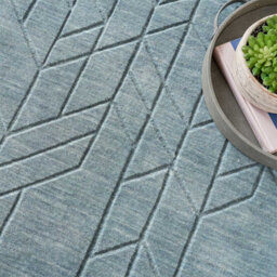Blue Geometric Modern Wool Rug For Living Room Bedroom & Dining Room-236Cm X 297Cm - thumbnail 4