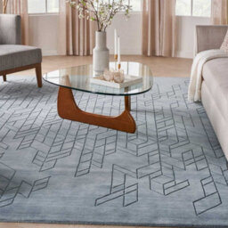 Blue Geometric Modern Wool Rug For Living Room Bedroom & Dining Room-236Cm X 297Cm - thumbnail 2