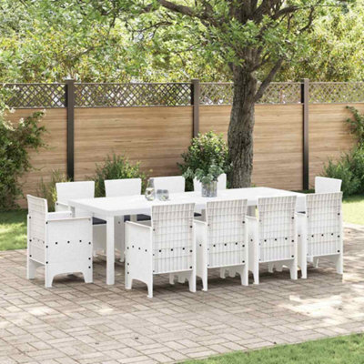 Berkfield Garden Dining Set 11 Pcs White Polt Rattan - image 1