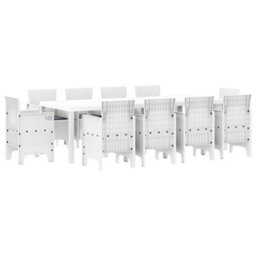 Berkfield Garden Dining Set 11 Pcs White Polt Rattan - thumbnail 2