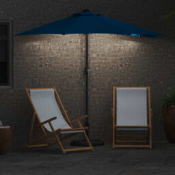 Berkfield Garden Parasol With Led Strip Lights Blue Fabric - thumbnail 4