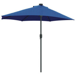 Berkfield Garden Parasol With Led Strip Lights Blue Fabric - thumbnail 7