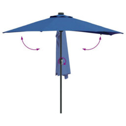Berkfield Garden Parasol With Led Strip Lights Blue Fabric - thumbnail 9
