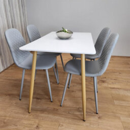 Kosy Koala Modern Rectangle White Dining Table Set With 4 Grey Chairs Dining Room Furniture - thumbnail 5