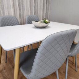 Kosy Koala Modern Rectangle White Dining Table Set With 4 Grey Chairs Dining Room Furniture - thumbnail 3