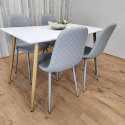 Kosy Koala Modern Rectangle White Dining Table Set With 4 Grey Chairs Dining Room Furniture - thumbnail 4