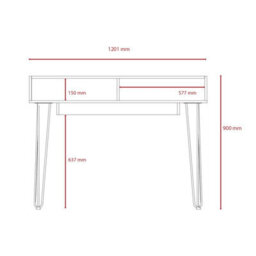 Core Products Dallas Home Office Desk With Hairpin Legs, H90.0Cm X W120.1Cm X D55.2Cm - thumbnail 7