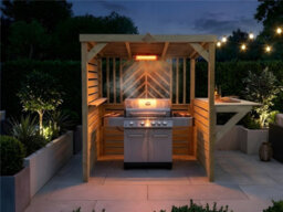 Edecks Deluxe The Meze Wooden Bbq Shelter With Foldout Bar Top 6 X 7Ft - Chevron Rear Outdoor Garden Diy Barbecue Grill Gazebo