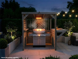 Edecks Deluxe The Meze Wooden Bbq Shelter With Foldout Bar Top 6 X 7Ft - Chevron Rear Outdoor Garden Diy Barbecue Grill Gazebo - thumbnail 2