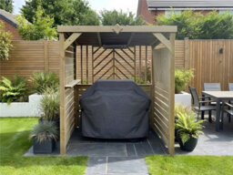 Edecks Deluxe The Meze Wooden Bbq Shelter With Foldout Bar Top 6 X 7Ft - Chevron Rear Outdoor Garden Diy Barbecue Grill Gazebo - thumbnail 5