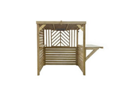 Edecks Deluxe The Meze Wooden Bbq Shelter With Foldout Bar Top 6 X 7Ft - Chevron Rear Outdoor Garden Diy Barbecue Grill Gazebo - thumbnail 6