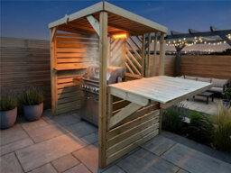 Edecks Deluxe The Meze Wooden Bbq Shelter With Foldout Bar Top 6 X 7Ft - Chevron Rear Outdoor Garden Diy Barbecue Grill Gazebo - thumbnail 3
