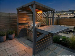 Edecks Deluxe The Meze Wooden Bbq Shelter With Foldout Bar Top 6 X 7Ft - Chevron Rear Outdoor Garden Diy Barbecue Grill Gazebo - thumbnail 4