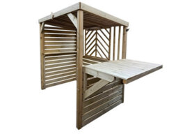 Edecks Deluxe The Meze Wooden Bbq Shelter With Foldout Bar Top 6 X 7Ft - Chevron Rear Outdoor Garden Diy Barbecue Grill Gazebo - thumbnail 7