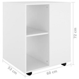 Berkfield Rolling Cabinet White 60X53X72 Cm Engineered Wood - thumbnail 9