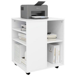 Berkfield Rolling Cabinet White 60X53X72 Cm Engineered Wood - thumbnail 7