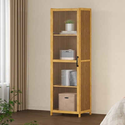 Living And Home 4-Tier Narrow Bookcase Storage Cabinet With Acrylic Door - image 1