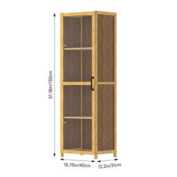 Living And Home 4-Tier Narrow Bookcase Storage Cabinet With Acrylic Door - thumbnail 5