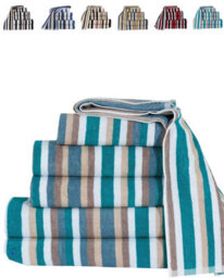 Natural Cotton 2 X Hand Towels Teal 6 Threads Combed Stripe Royal Victorian Flossy Stripe Salon