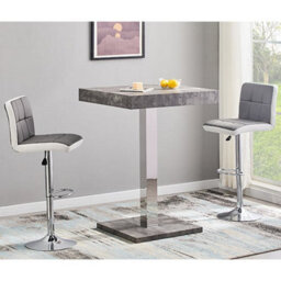 Furniture in Fashion Topaz Square Wooden Bar Table In Concrete Effect - thumbnail 4