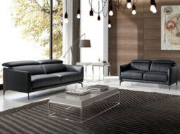 Angel Cerda Stylish Black Leather 2-Seater Sofa For Modern Living Rooms - thumbnail 3
