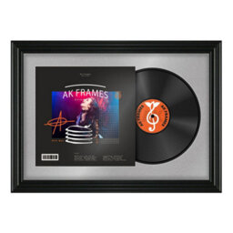 "AK Frames 25X17"" Black Swept Vinyl Record Frame With Silver Mount For 12 Inch Lp Cover & Disc - Overlapped Design"