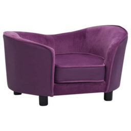 Berkfield Dog Sofa Burgundy 69X49X40 Cm Plush And Faux Leather - thumbnail 2