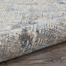 Ivory Blue Modern Easy To Clean Floral Optical/ (3D) Rug For Dining Room Bedroom Living Room-66 X 229Cm (Runner) - thumbnail 8