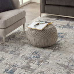 Ivory Blue Modern Easy To Clean Floral Optical/ (3D) Rug For Dining Room Bedroom Living Room-66 X 229Cm (Runner) - thumbnail 3