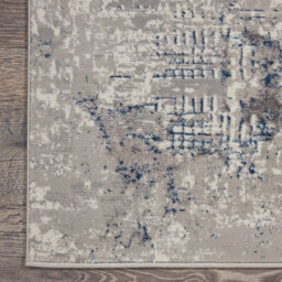 Ivory Blue Modern Easy To Clean Floral Optical/ (3D) Rug For Dining Room Bedroom Living Room-66 X 229Cm (Runner) - thumbnail 6