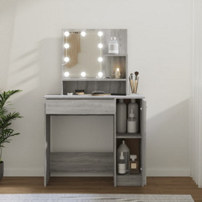 Walplus Dressing Table With Led Grey Sonoma 86.5X35X136 Cm - image 1