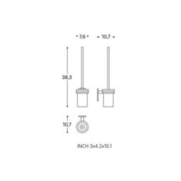 Cosmic Wall-Mounted Toilet Brush, Self-Adhesive, White, Compact Design,  Glass And Metal, Stick Collection - thumbnail 6