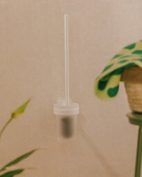 Cosmic Wall-Mounted Toilet Brush, Self-Adhesive, White, Compact Design,  Glass And Metal, Stick Collection - thumbnail 4