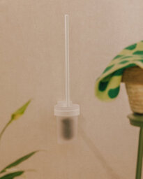 Cosmic Wall-Mounted Toilet Brush, Self-Adhesive, White, Compact Design,  Glass And Metal, Stick Collection - thumbnail 5