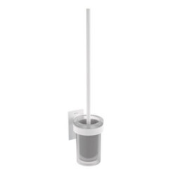 Cosmic Wall-Mounted Toilet Brush, Self-Adhesive, White, Compact Design,  Glass And Metal, Stick Collection - thumbnail 1