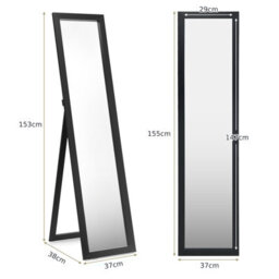Costway Full-Length Wood Frame Mirror Freestanding/wall Mounted Mirror For Cloakroom - thumbnail 3