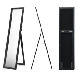 Costway Full-Length Wood Frame Mirror Freestanding/wall Mounted Mirror For Cloakroom - thumbnail 2