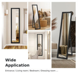 Costway Full-Length Wood Frame Mirror Freestanding/wall Mounted Mirror For Cloakroom - thumbnail 7