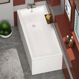 Royal Bathrooms Cesar 1500 X 700mm Acrylic Square Edged Single Ended White Straight Bath With Chrome Wall Profile Screen & Front Panel - thumbnail 4