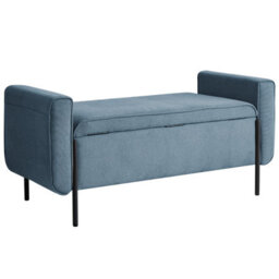 Beliani Upholstered Storage Bench Lewes Fabric Blue - thumbnail 7