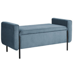 Beliani Upholstered Storage Bench Lewes Fabric Blue